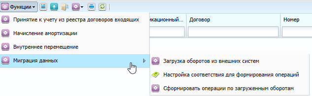 Функции реестра «Картотека прав пользования (ОС/НПА)»