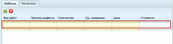 Вкладка «Работы»