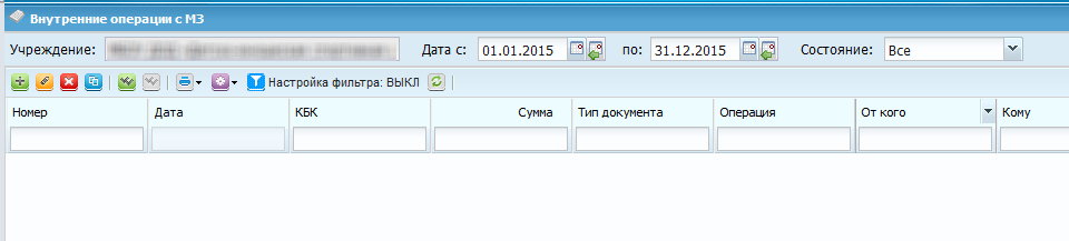 Список внутренних операций с МЗ